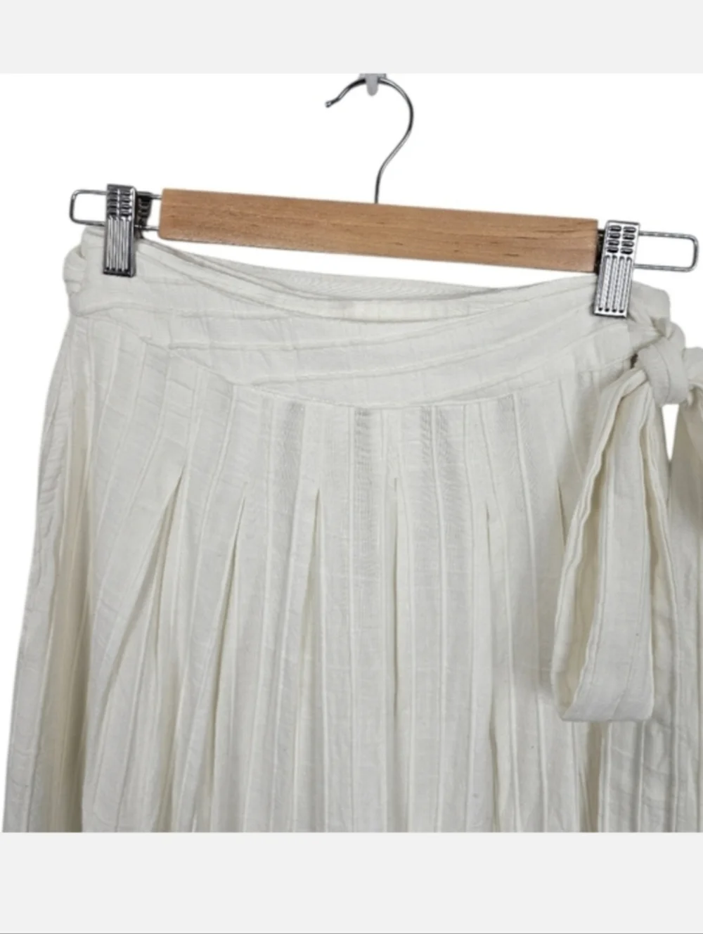 Free People Rey Wrap Ribbed Cotton Midi Skirt Ivory Cream Small